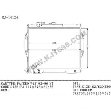 Auto-Heizkörper-Qualität für Pajero V43′92-96 PA32/Mt